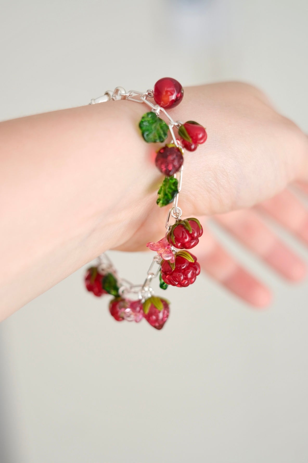 Murano glass mixed berry bracelet - 19 cm