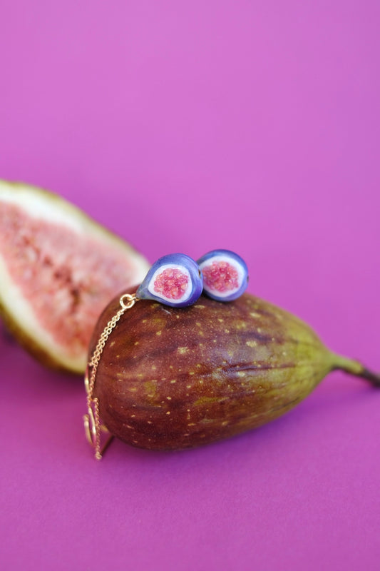 Fig fruit murano glass chain earrings