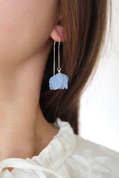 Lampwork glass bluebell earrings