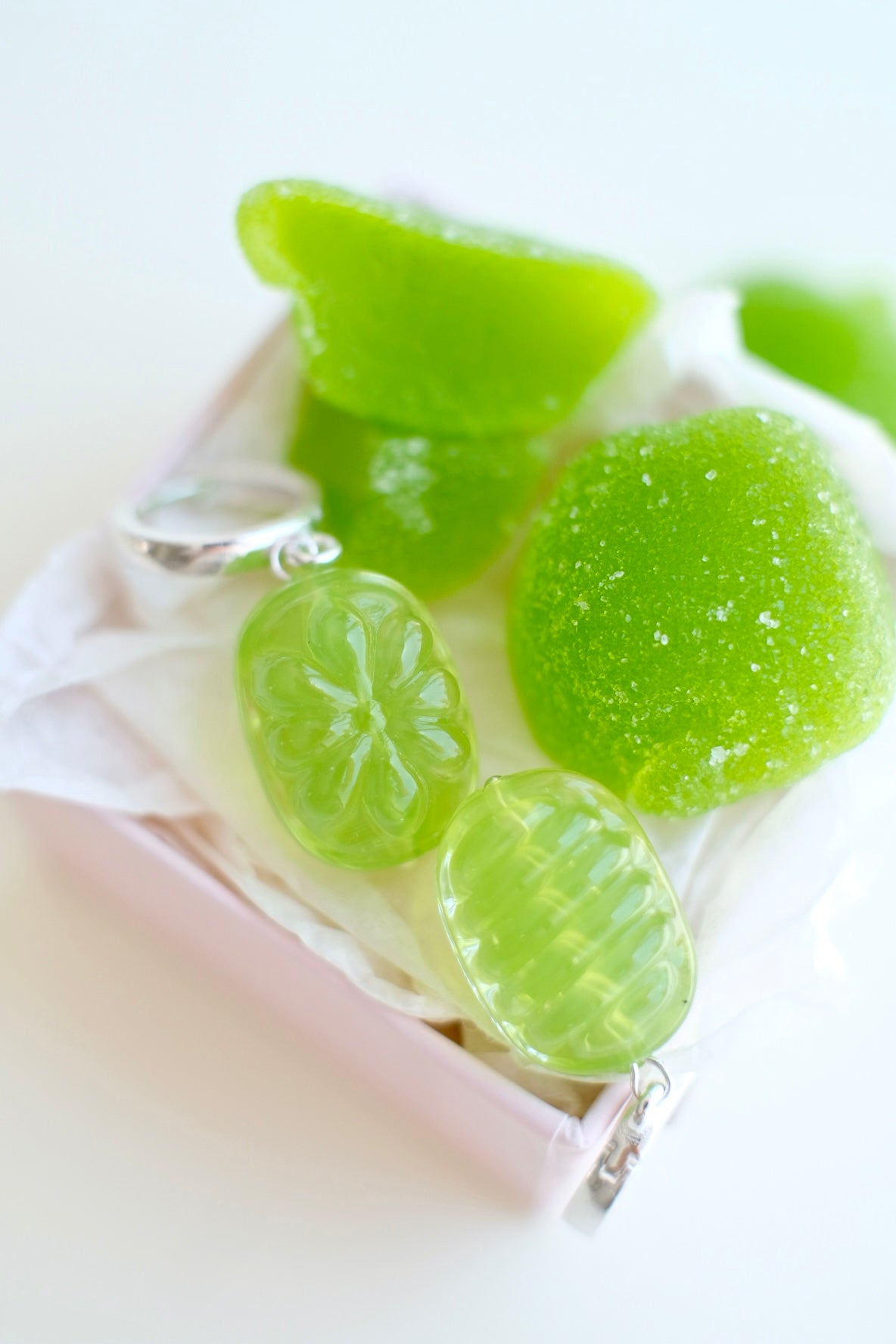Glass candies *SILVER* hoop earrings