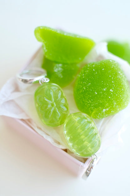 Glass candies *SILVER* hoop earrings