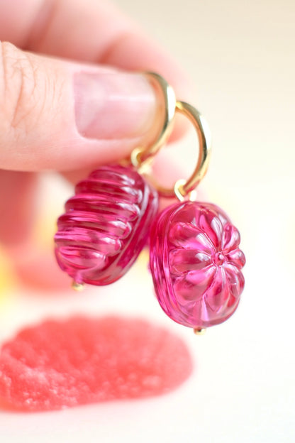 Glass candies *GOLD* hoop earrings