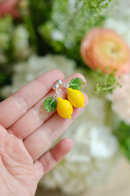 Murano glass lemon stud earrings