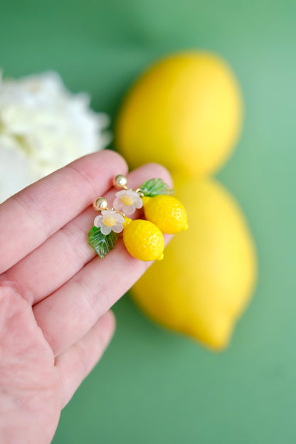 Murano glass lemon stud earrings