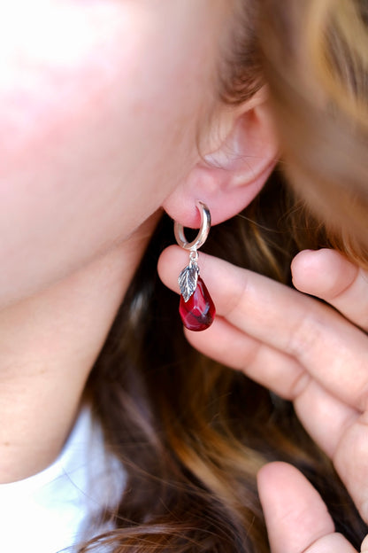 Lampwork murano glass pomegranate seed earrings