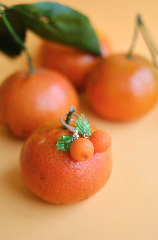 Orange/mandarin fruit lampwork murano glass earrings