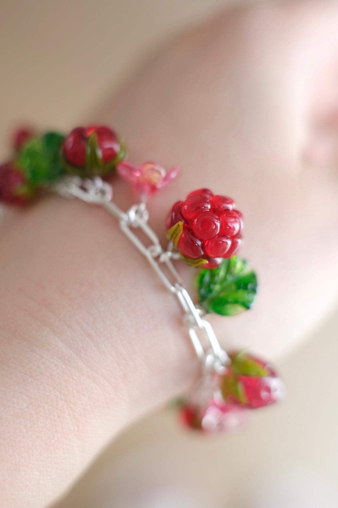 Murano glass mixed berry bracelet - 19 cm