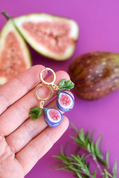 Fig fruit murano glass earrings