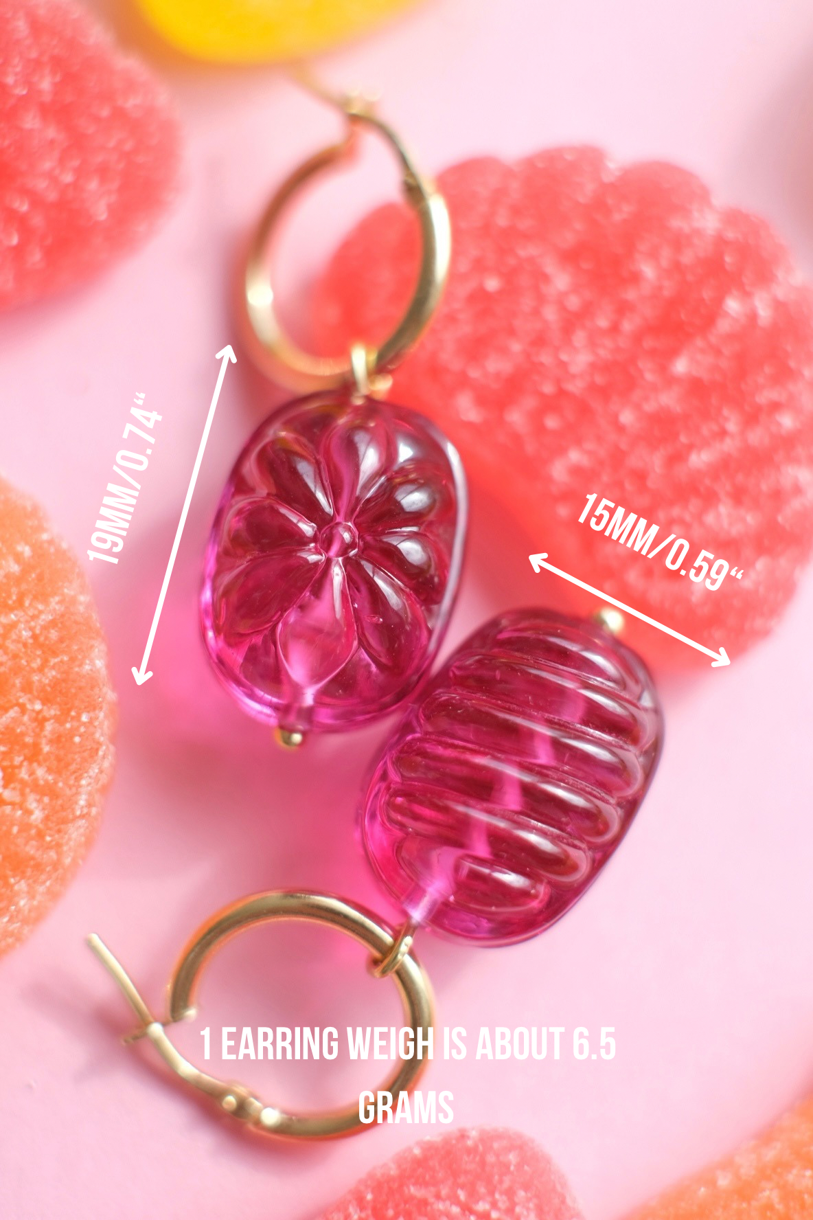 Glass candies *GOLD* hoop earrings