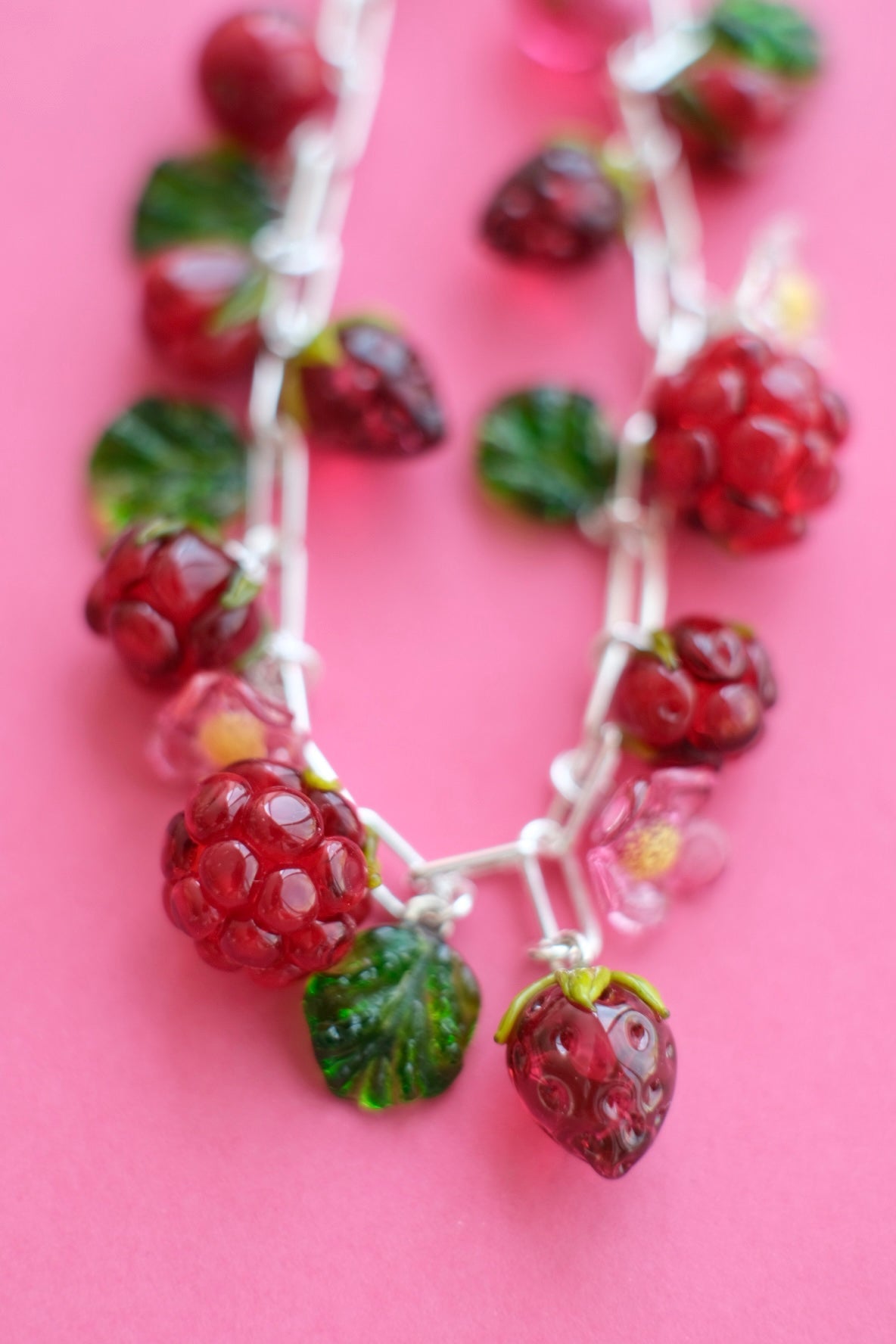 Murano glass mixed berry bracelet - 19 cm