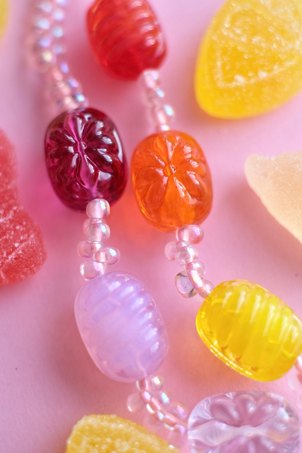Glass candies beaded necklace