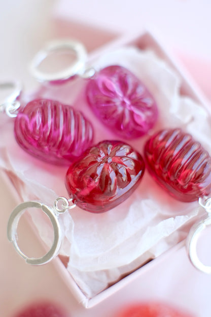 Glass candies *SILVER* hoop earrings