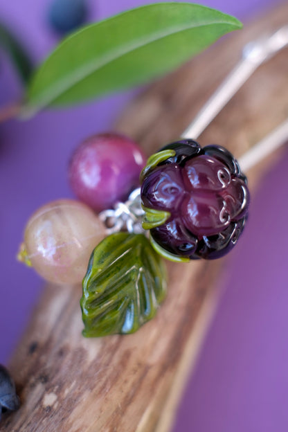 Lampwork glass Berry brooch