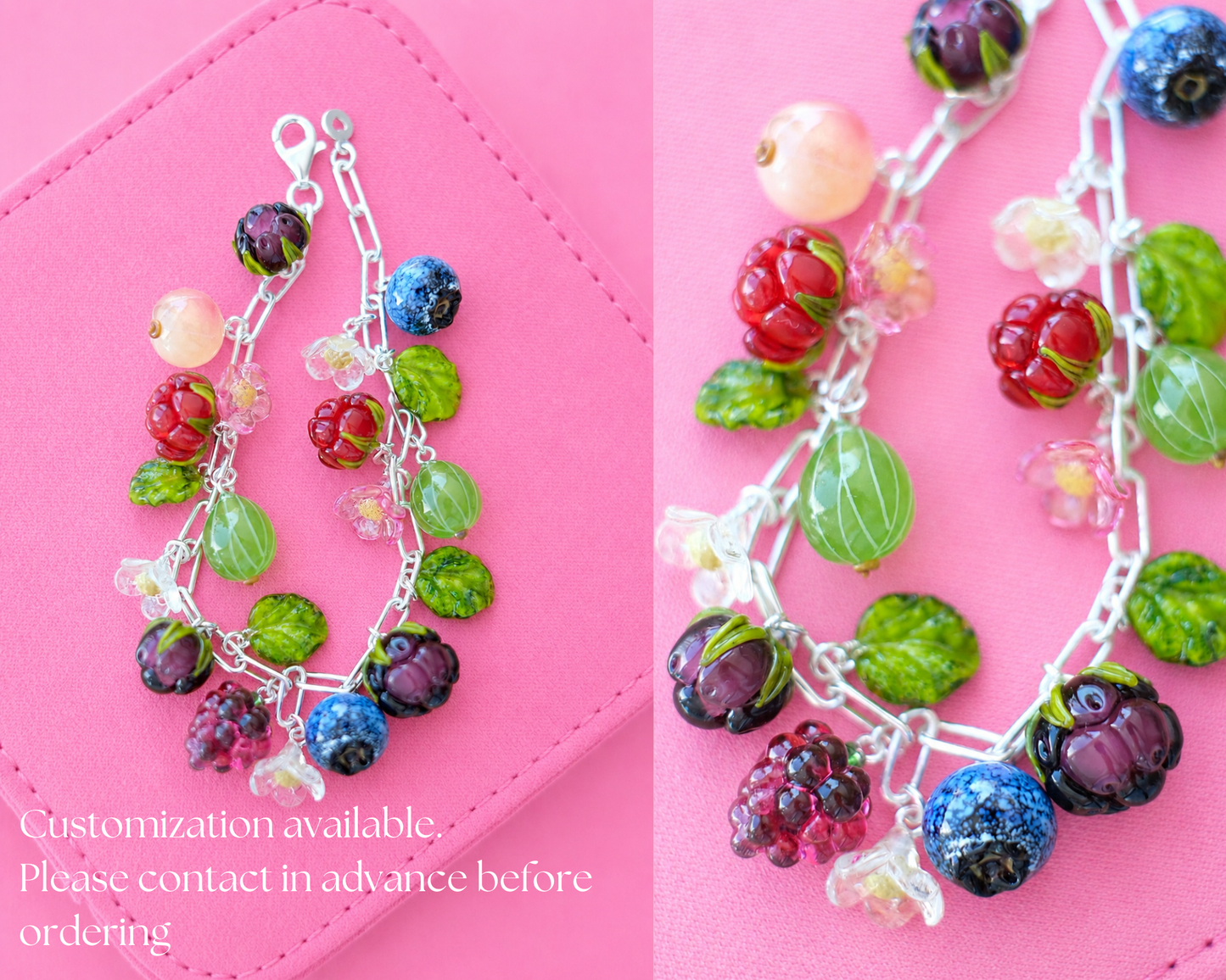 Murano glass mixed berry bracelet