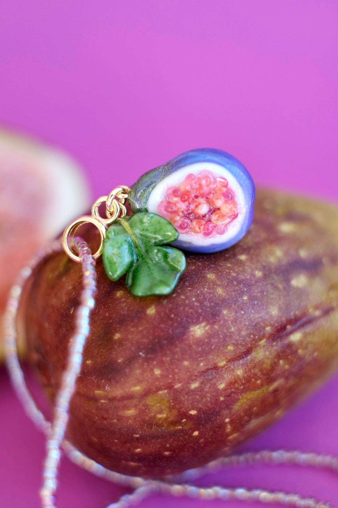 Fig fruit murano glass pendant
