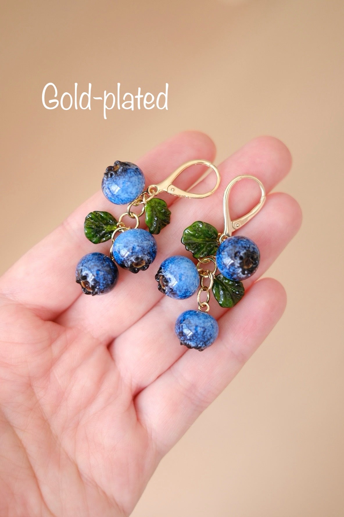 Lampwork blueberry glass earrings