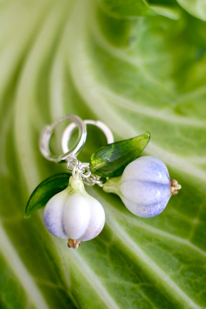 Garlic murano glass hoop earrings