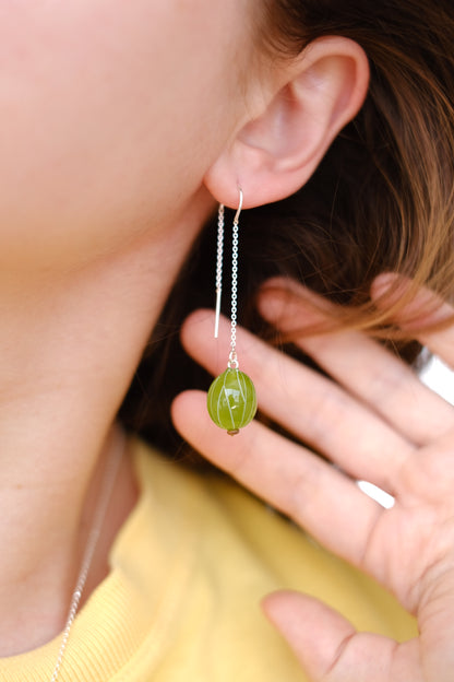 Murano glass currant and gooseberry lampwork glass chain earrings