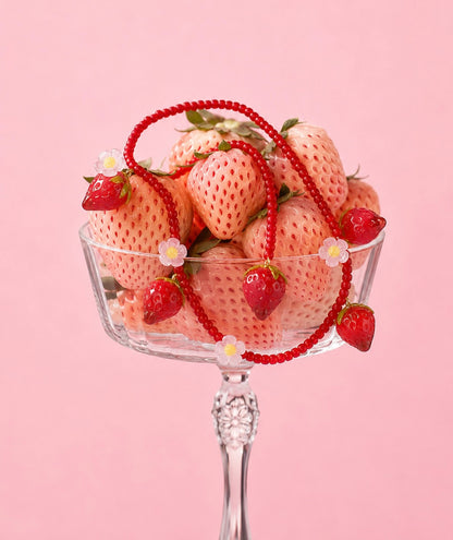 Murano glass strawberry beaded necklace