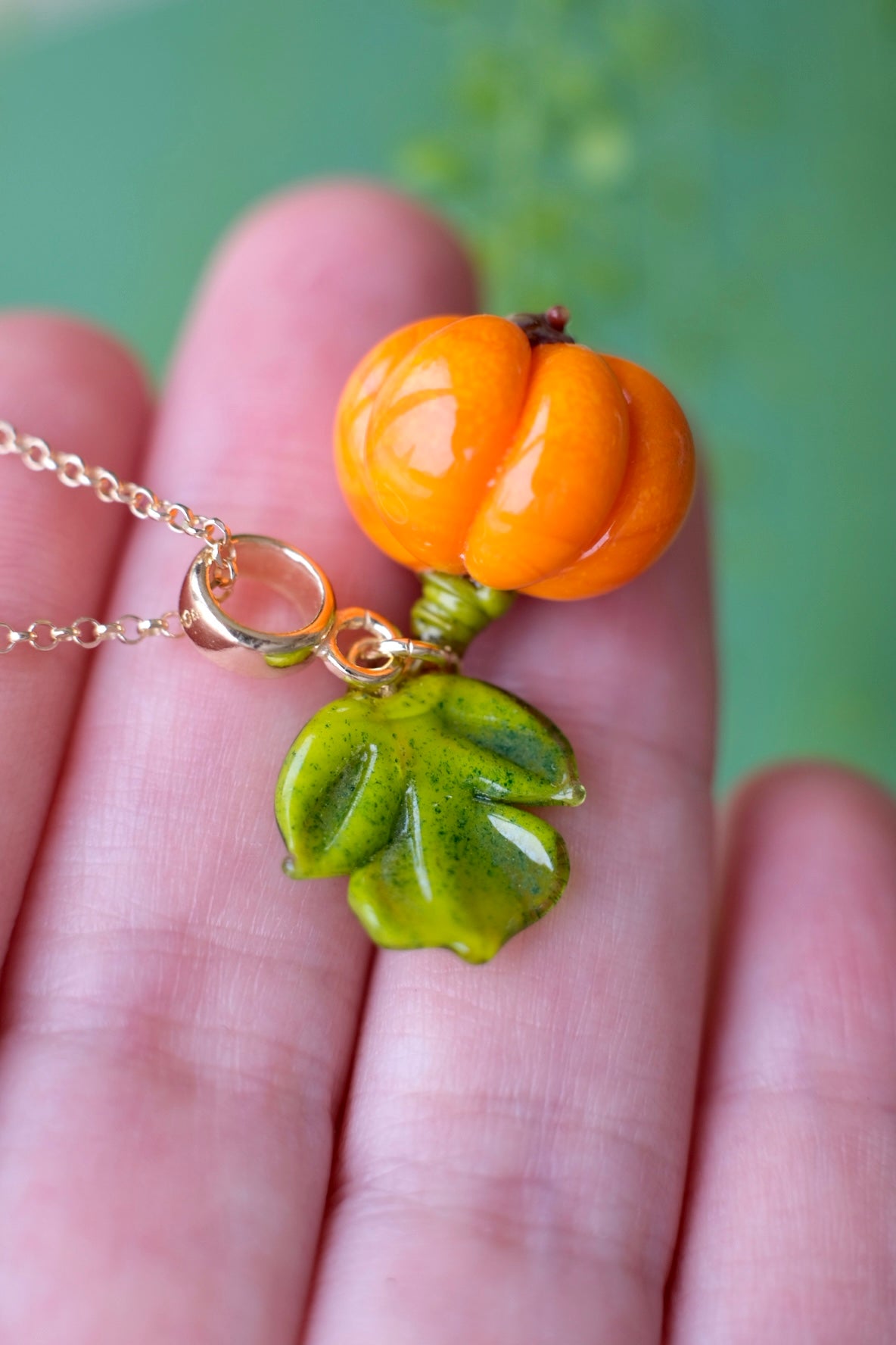 Murano glass pumpkin pendant