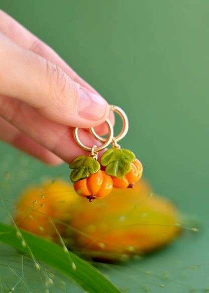 Murano glass Pumpkin hoop earrings