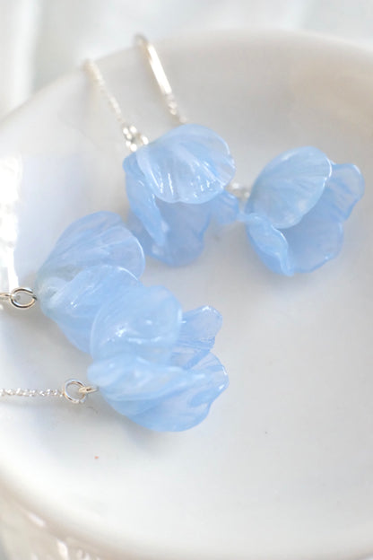 Lampwork glass bluebell earrings