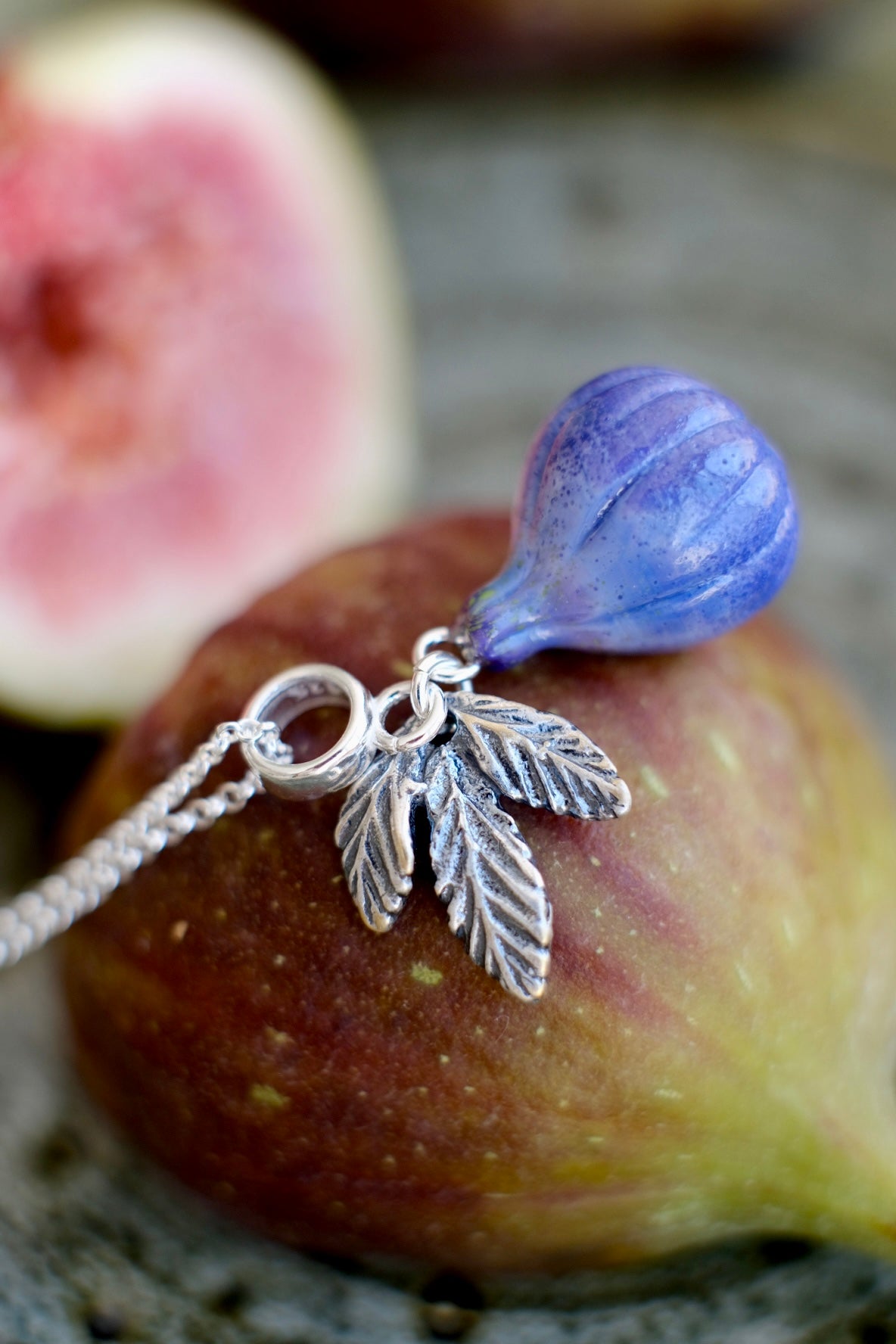 Fig fruit murano glass pendant