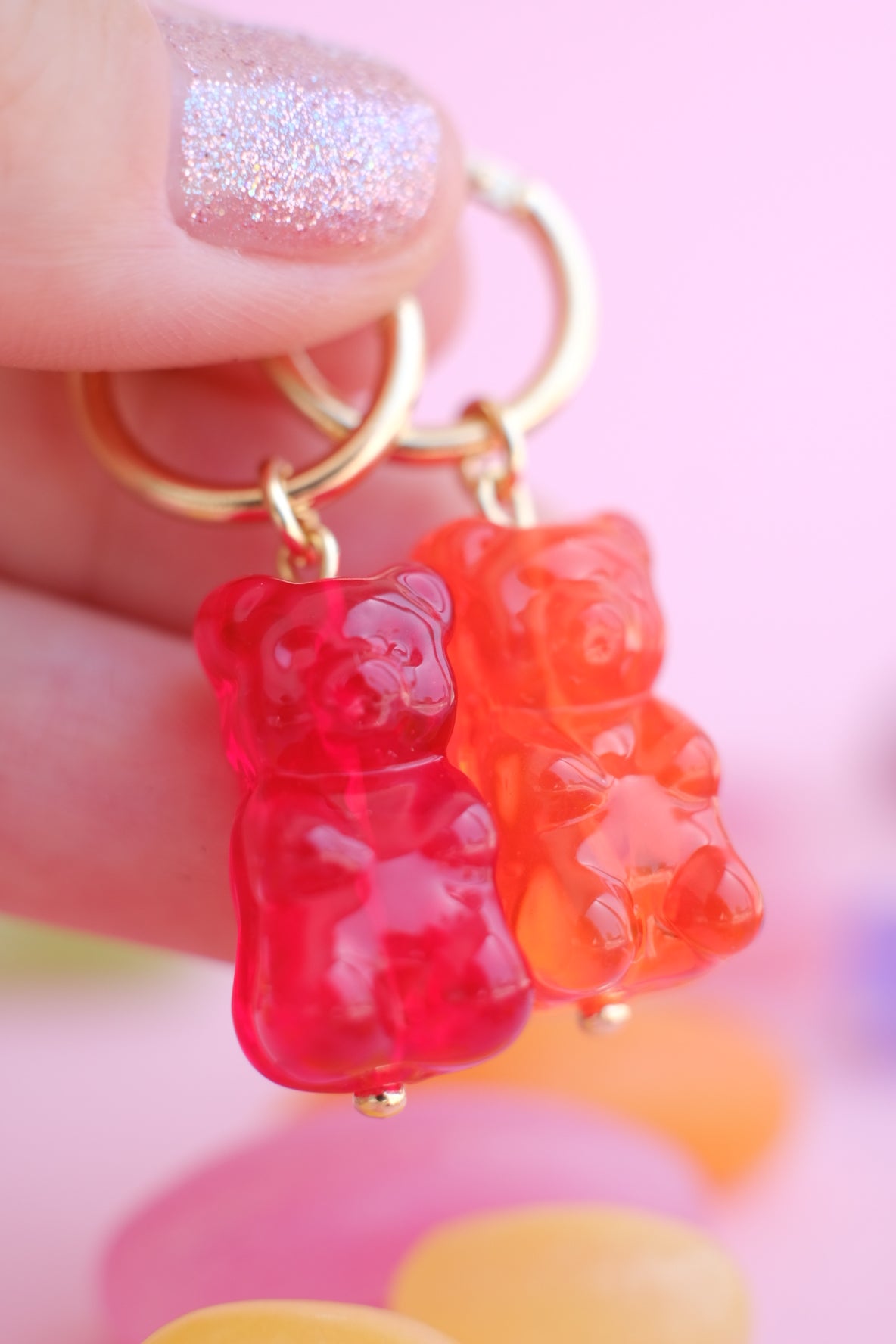 Gummy bear glass *GOLD* hoop earrings