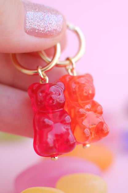 Gummy bear glass *GOLD* hoop earrings