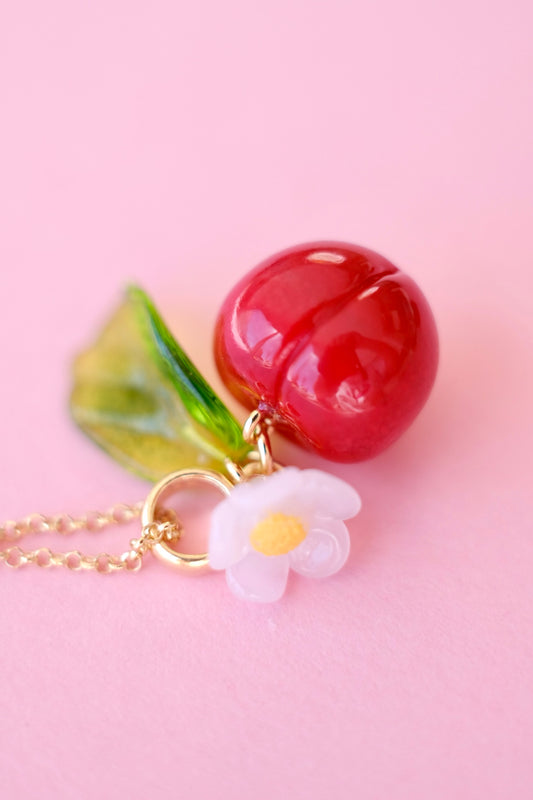 Cherry lampwork murano glass pendant *gold-plated* or *silver*