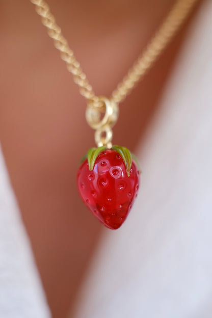 Murano glass strawberry pendant