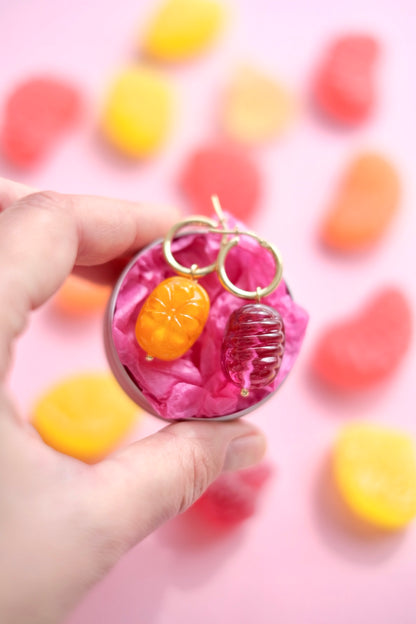 Glass candies *GOLD* hoop earrings