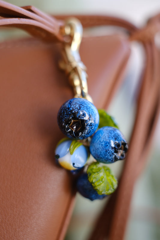 Murano glass blueberry bag charm
