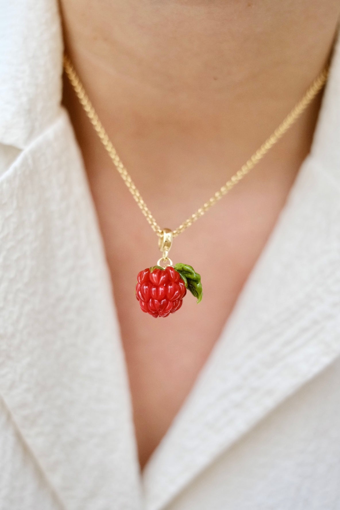 Murano glass glass raspberry pendant
