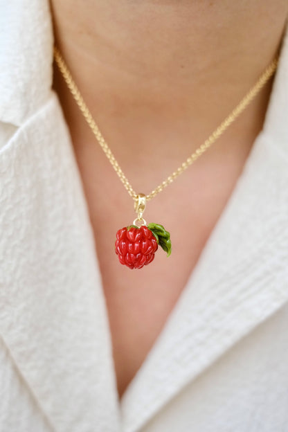 Murano glass glass raspberry pendant