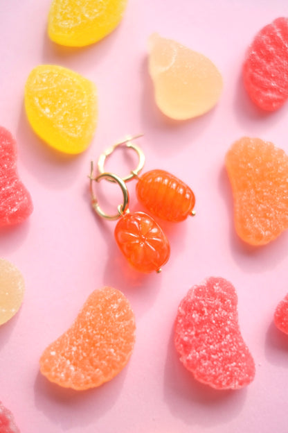 Glass candies *GOLD* hoop earrings