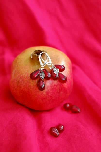 Lampwork murano glass pomegranate seed earrings