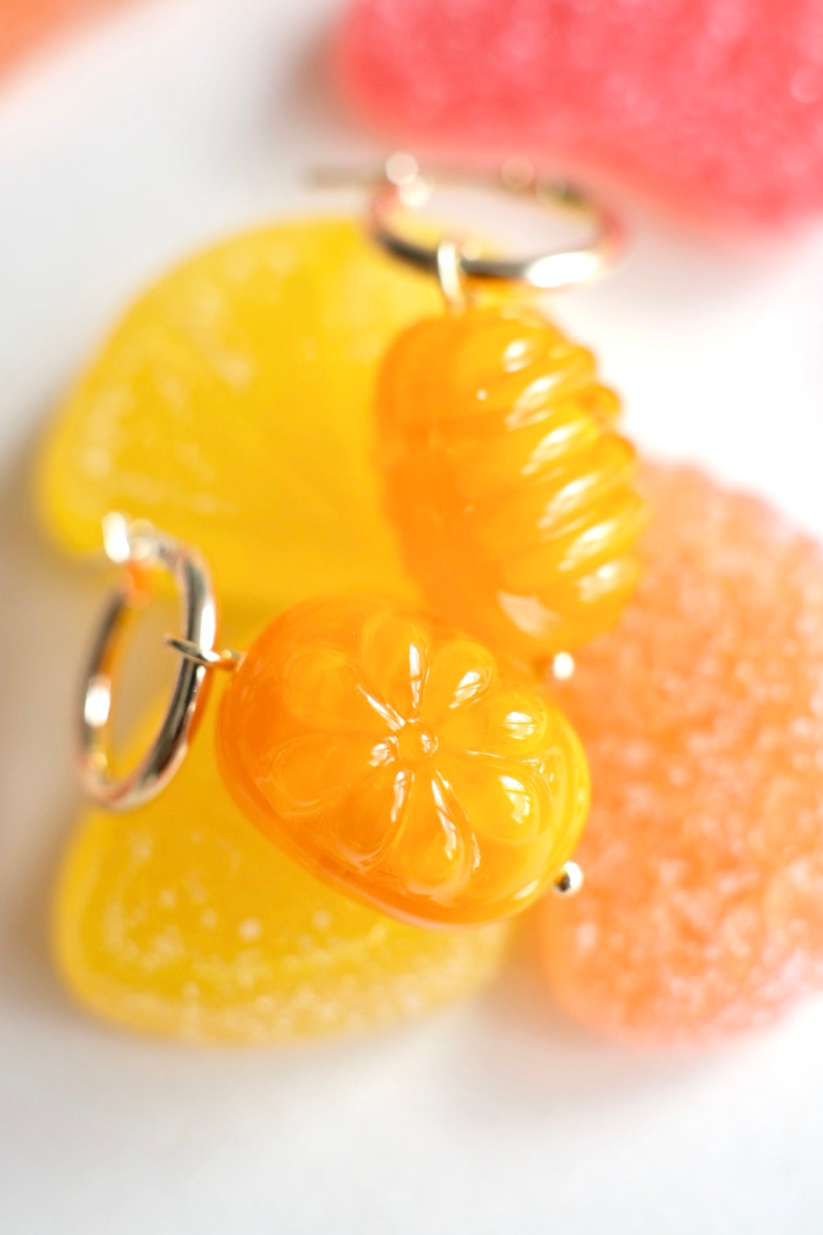 Glass candies *GOLD* hoop earrings