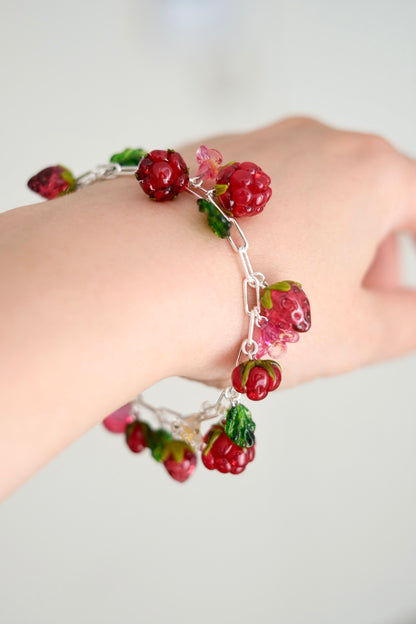 Murano glass mixed berry bracelet - 19 cm