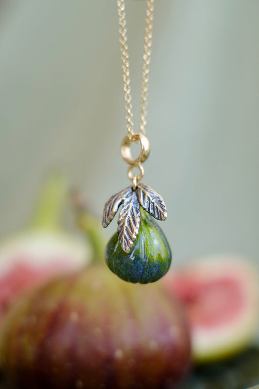 Fig fruit murano glass pendant (green)