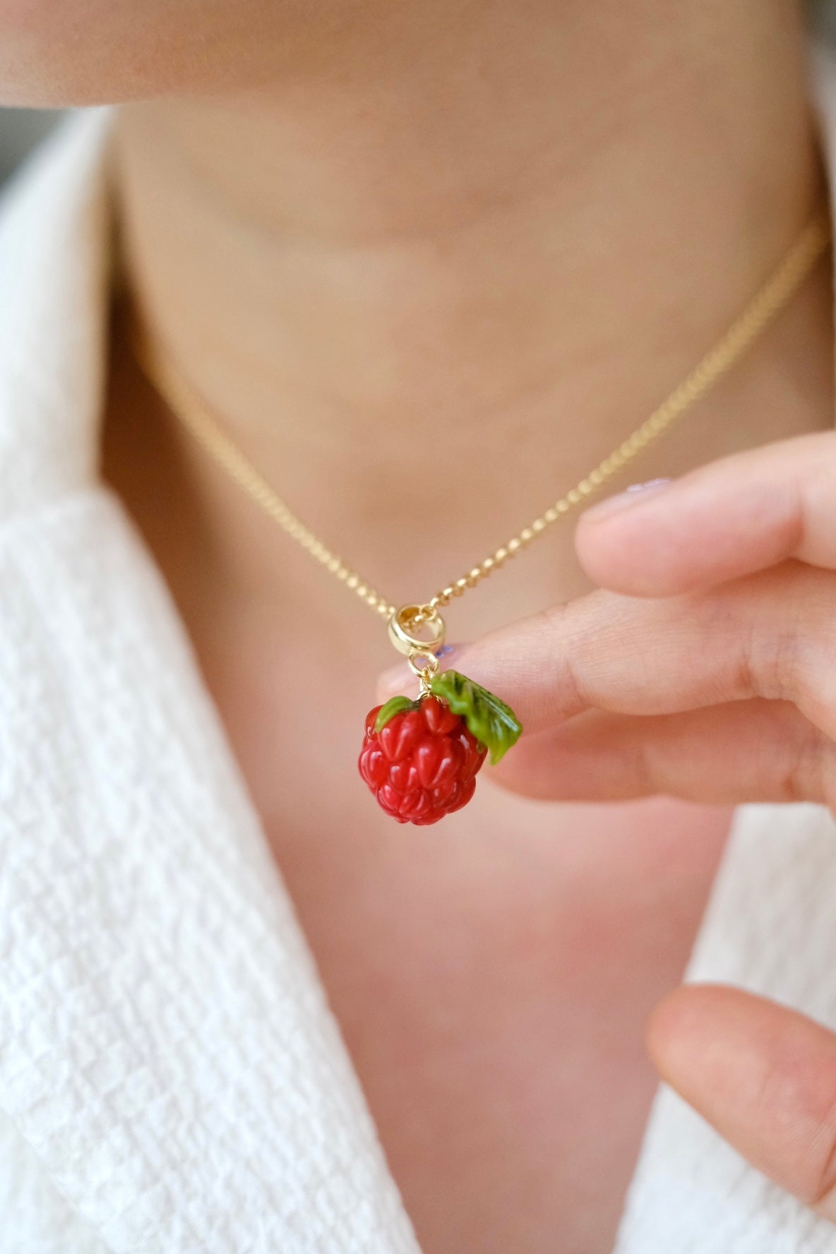 Murano glass glass raspberry pendant