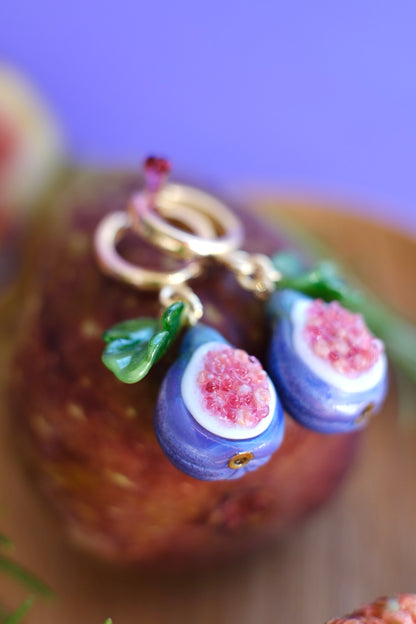 Fig fruit murano glass earrings
