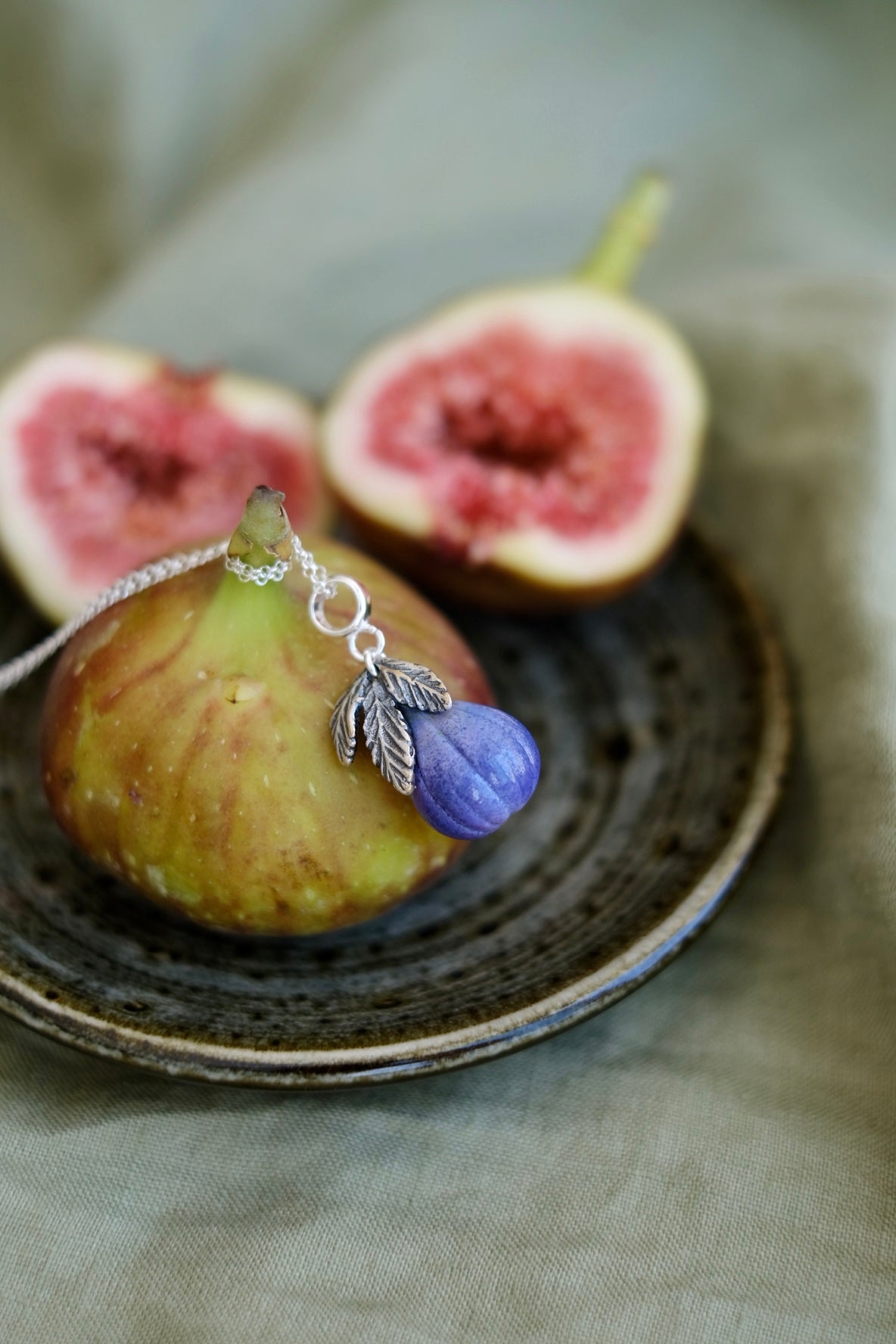 Fig fruit murano glass pendant