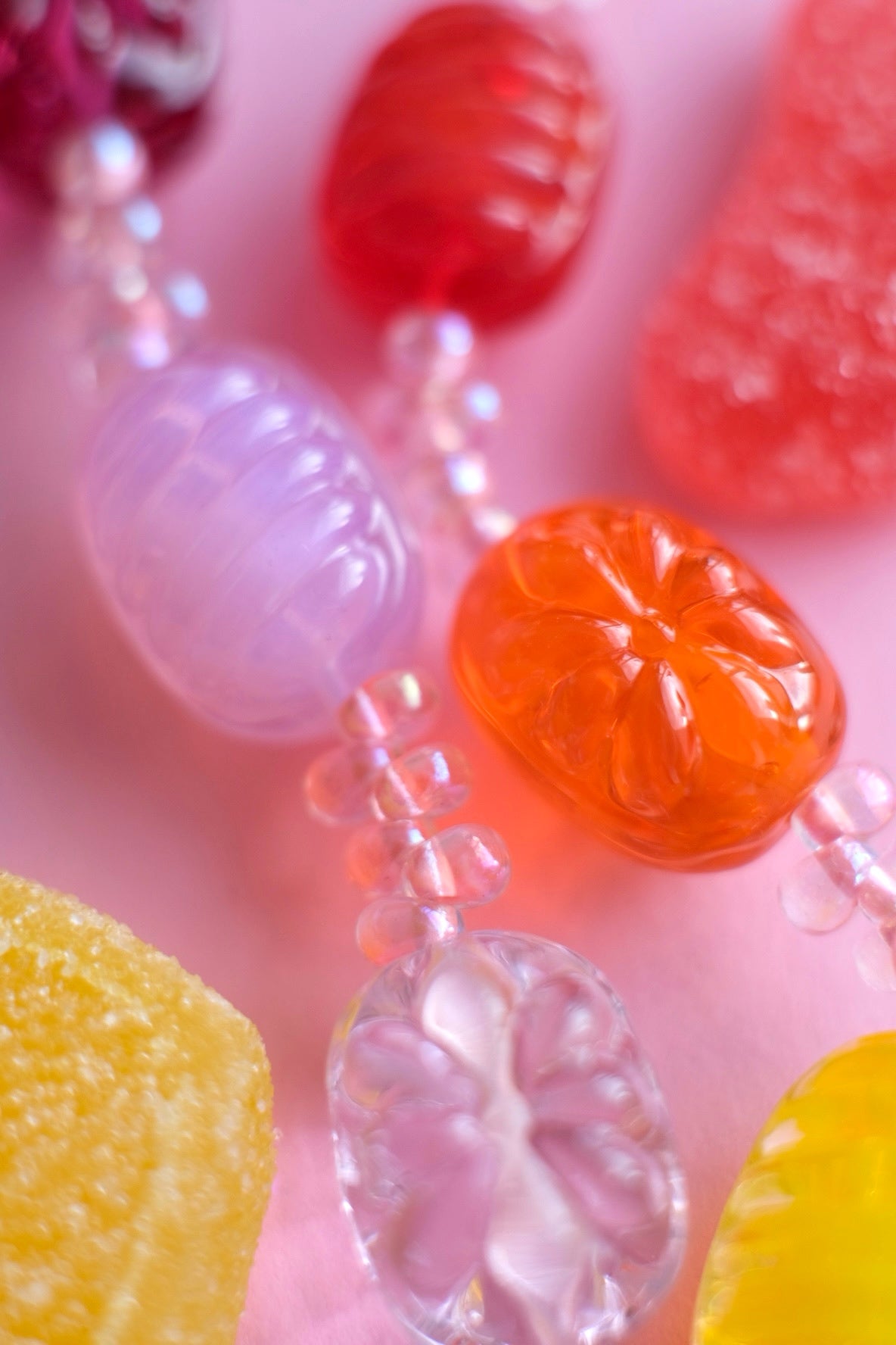Glass candies beaded necklace
