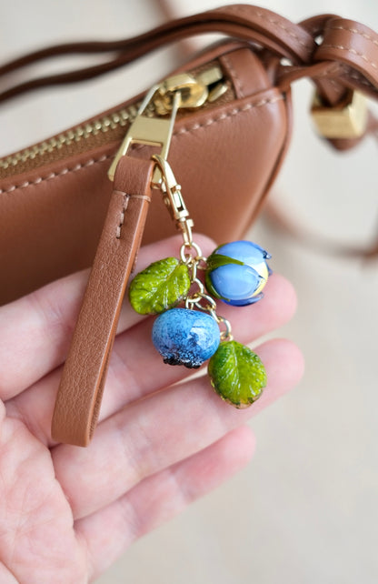 Murano glass blueberry bag charm (Small)