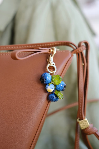 Murano glass blueberry bag charm