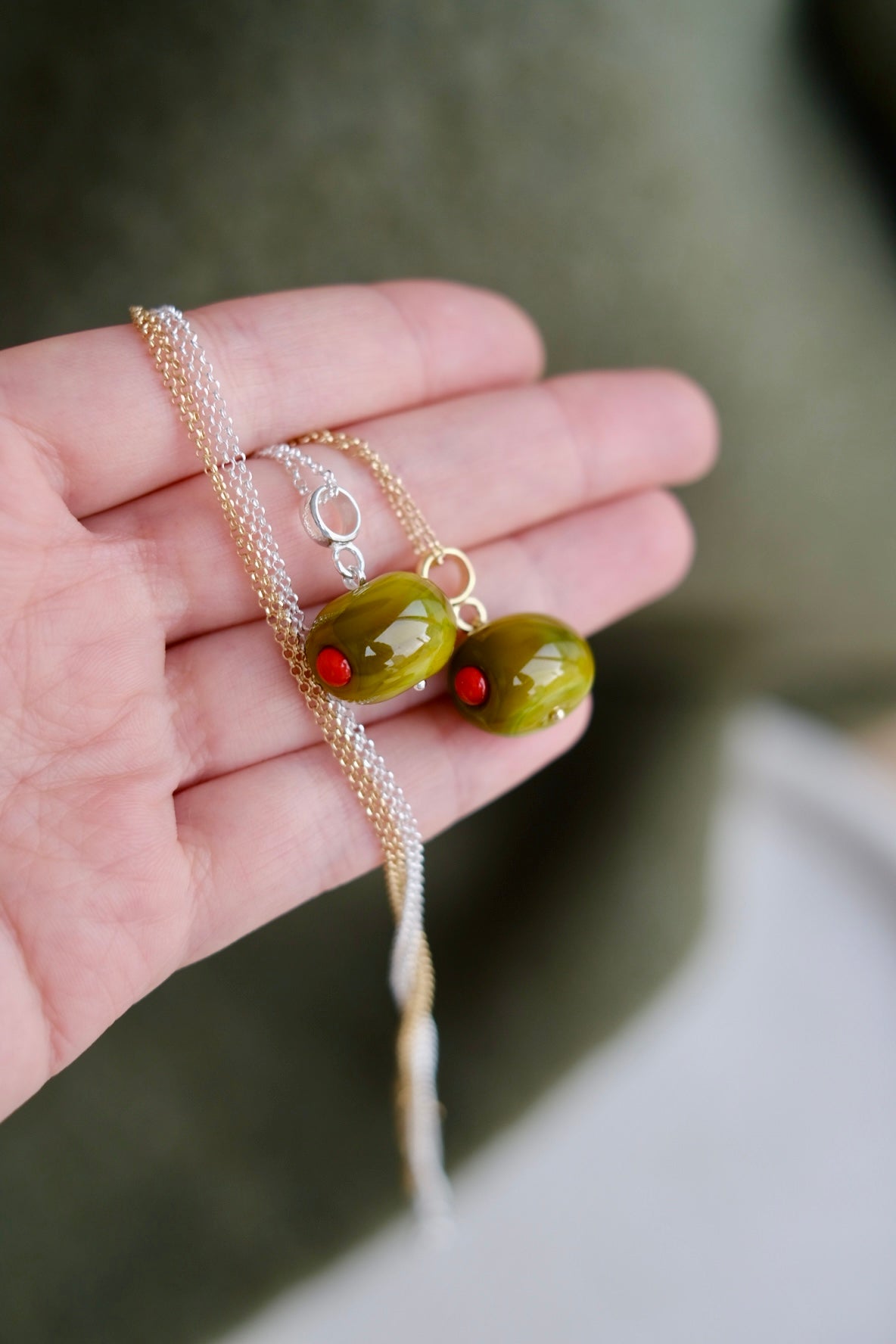 Murano glass Coctail olive pendant