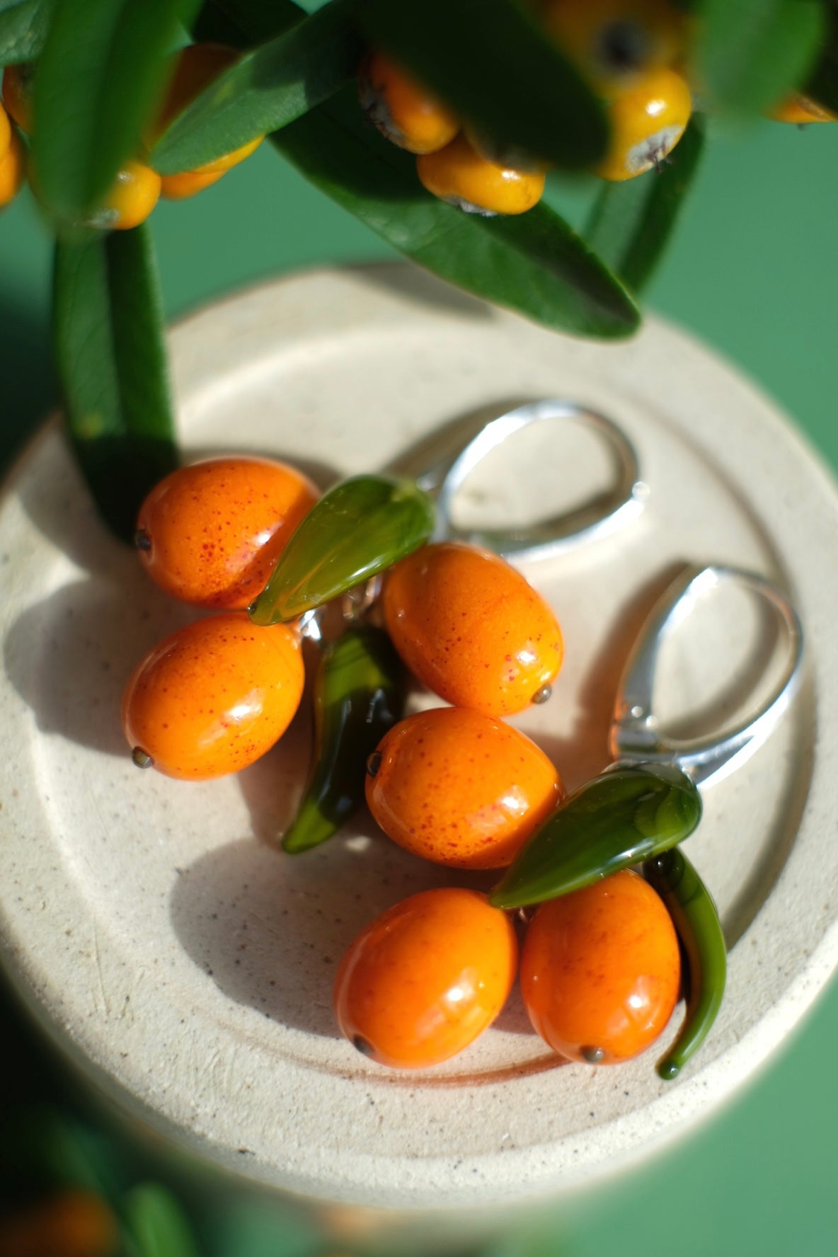 Murano glass Sea Buckthorn earrings