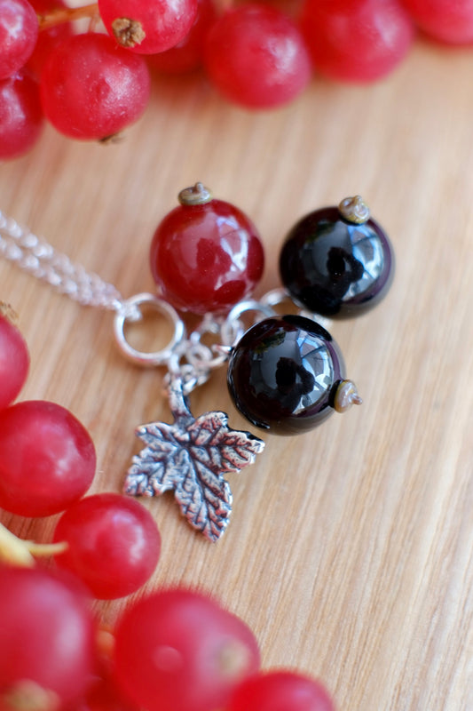 Murano glass black currant lampwork glass pendant