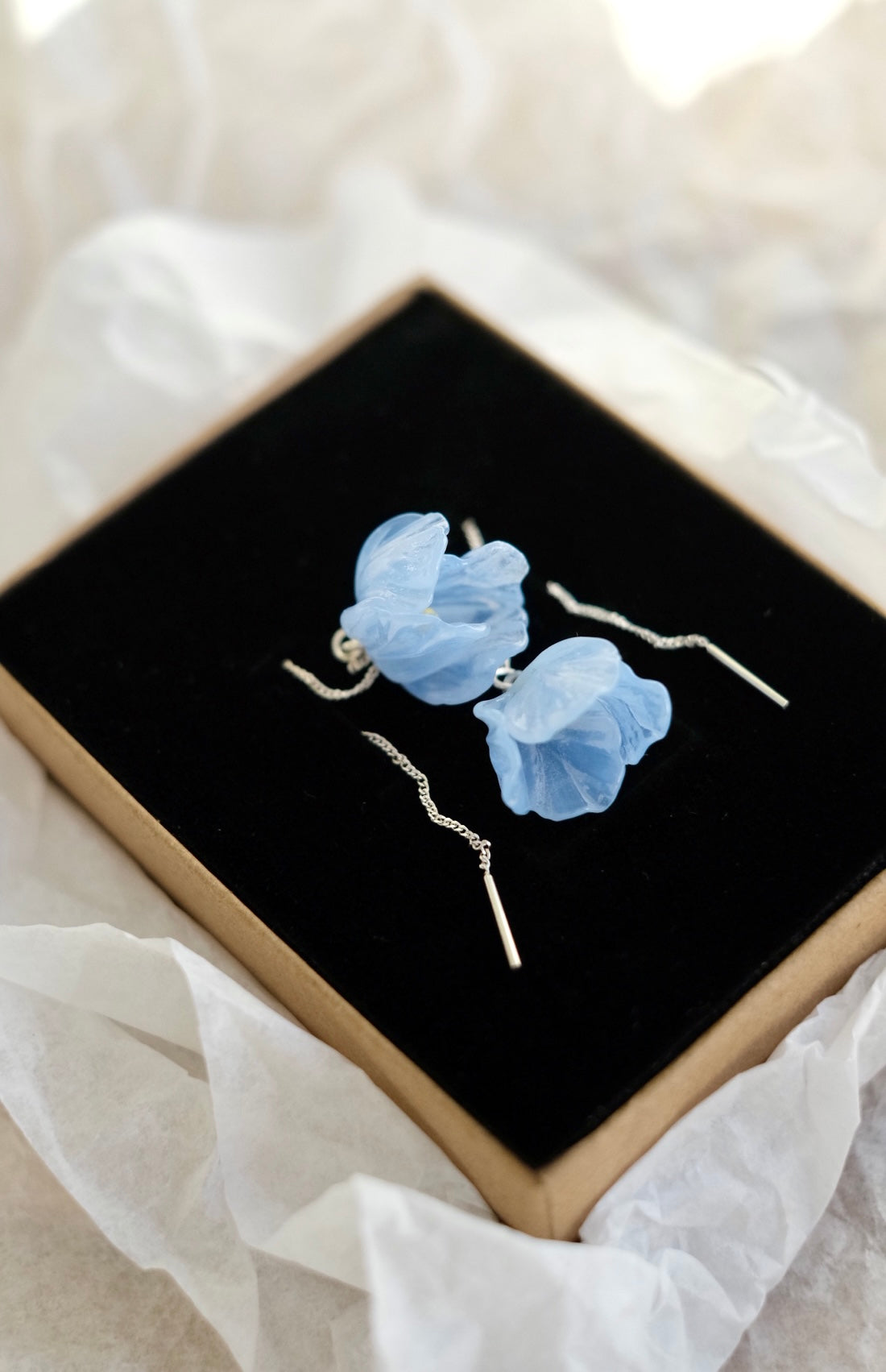 Lampwork glass bluebell earrings
